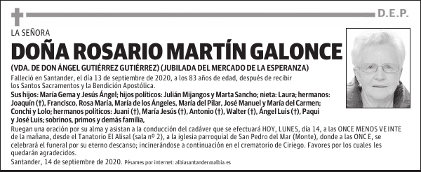 DOÑA ROSARIO MARTÍN GALONCE