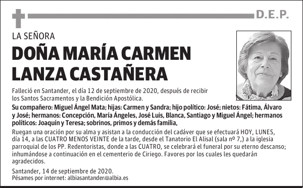 DOÑA MARÍA CARMEN LANZA CASTAÑERA