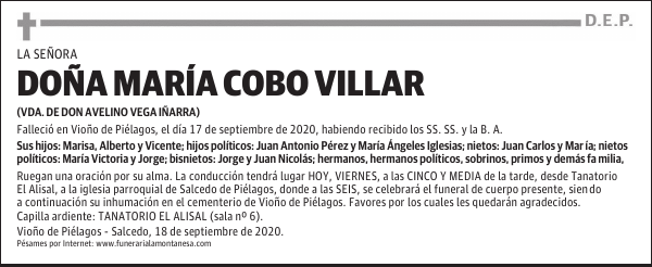 DOÑA MARÍA COBO VILLAR
