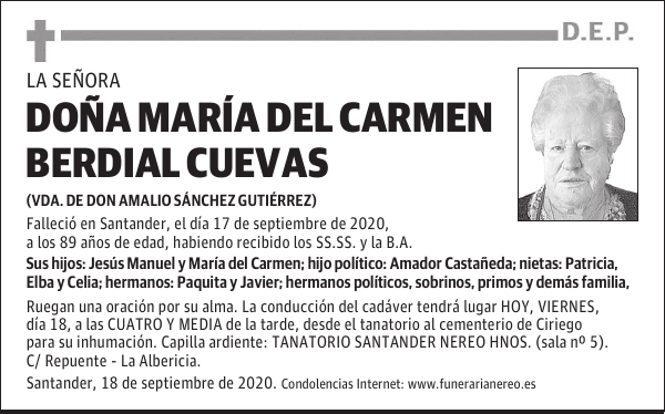 DOÑA MARÍA DEL CARMEN BERDIAL CUEVAS