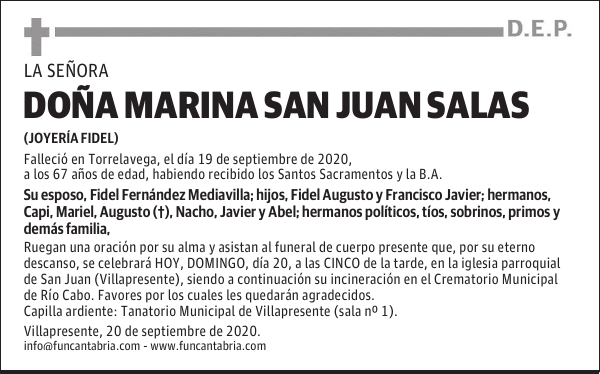 DOÑA MARINA SAN JUAN SALAS