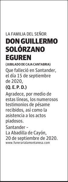 DON GUILLERMO SOLÓRZANO EGUREN