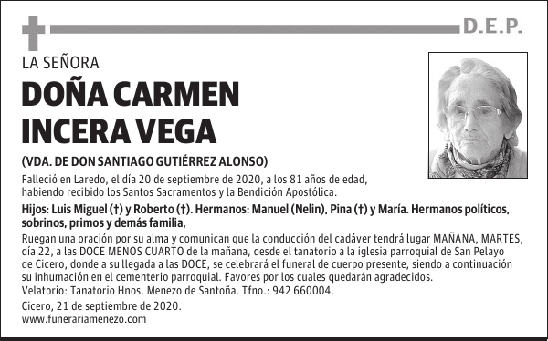 DOÑA CARMEN INCERA VEGA