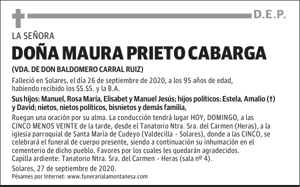 DOÑA MAURA PRIETO CABARGA