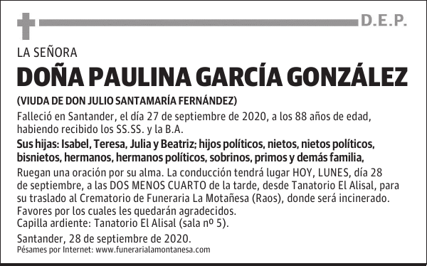 DOÑA PAULINA GARCÍA GONZÁLEZ