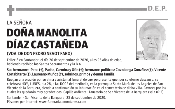 DOÑA MANOLITA DÍAZ CASTAÑEDA