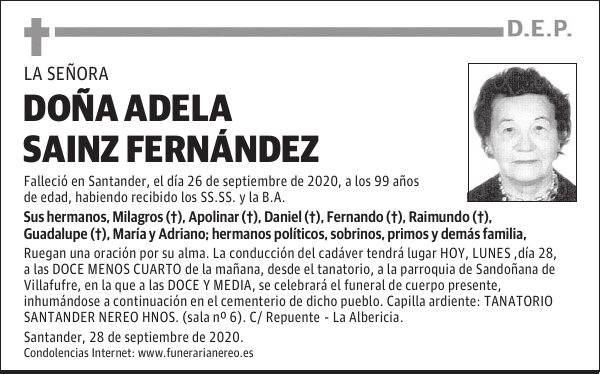 DOÑA ADELA SAINZ FERNÁNDEZ