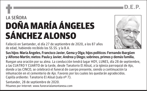 DOÑA MARÍA ÁNGELES SÁNCHEZ ALONSO