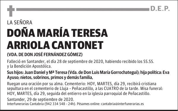 DOÑA MARÍA TERESA ARRIOLA CANTONET