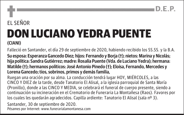 DON LUCIANO YEDRA PUENTE