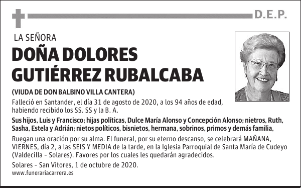DOÑA DOLORES GUTIÉRREZ RUBALCABA