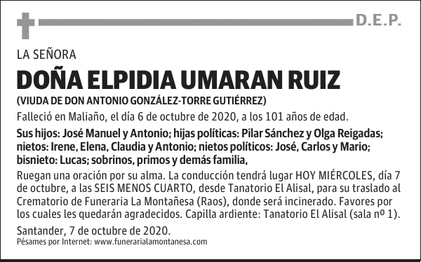 DOÑA ELPIDIA UMARAN RUIZ
