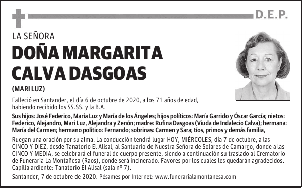 DOÑA MARGARITA CALVA DASGOAS