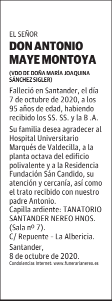 DON ANTONIO MAYE MONTOYA