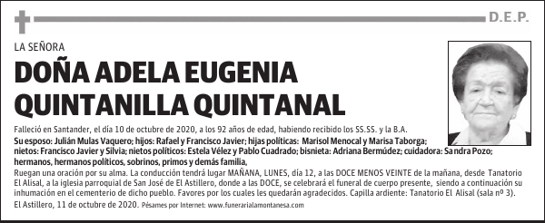 DOÑA ADELA EUGENIA QUINTANILLA QUINTANAL