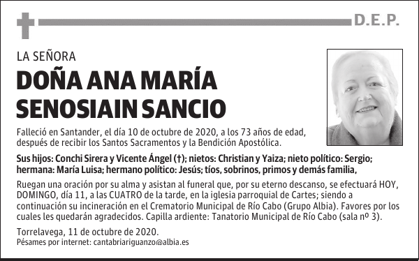 DOÑA ANA MARÍA SENOSIAIN SANCIO
