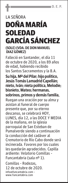DOÑA MARÍA SOLEDAD GARCÍA SÁNCHEZ