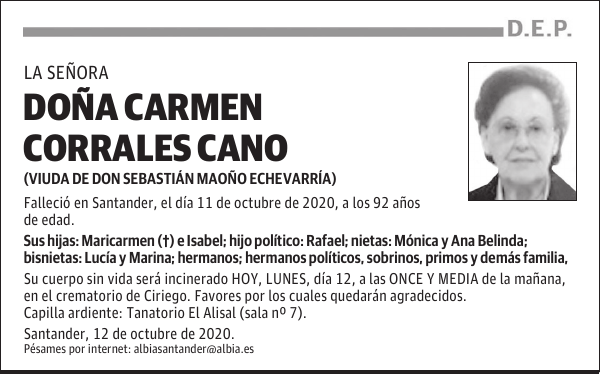 DOÑA CARMEN CORRALES CANO