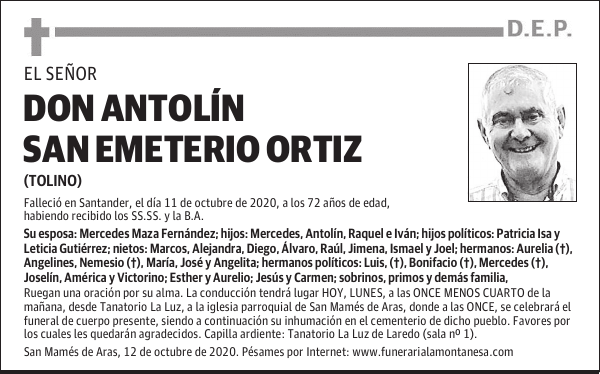 DON ANTOLÍN SAN EMETERIO ORTIZ