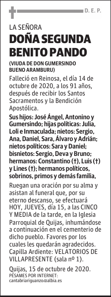 DOÑA SEGUNDA BENITO PANDO