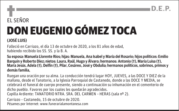 DON EUGENIO GÓMEZ TOCA