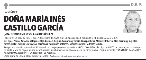 DOÑA MARÍA INÉS CASTILLO GARCÍA