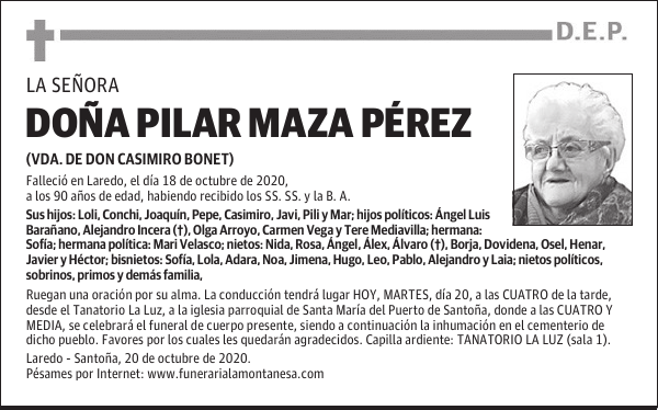 DOÑA PILAR MAZA PÉREZ
