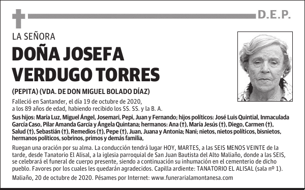 DOÑA JOSEFA VERDUGO TORRES