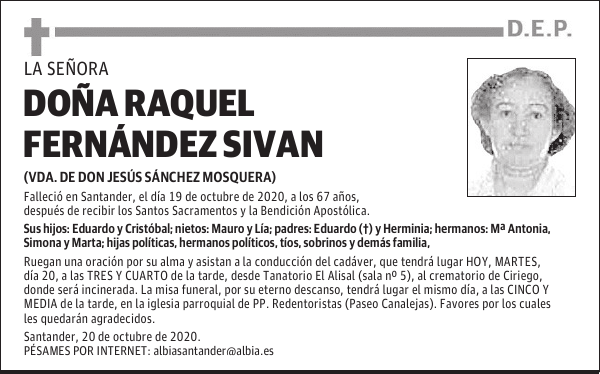 DOÑA RAQUEL FERNÁNDEZ SIVAN