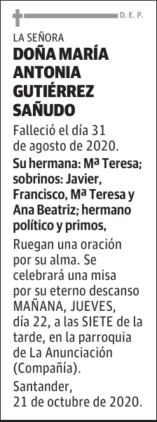 DOÑA MARÍA ANTONIA GUTIÉRREZ SAÑUDO