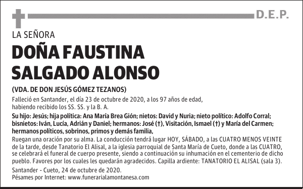 DOÑA FAUSTINA SALGADO ALONSO