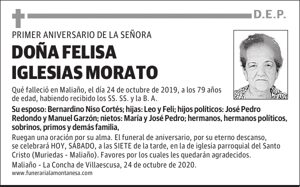 DOÑA FELISA IGLESIAS MORATO