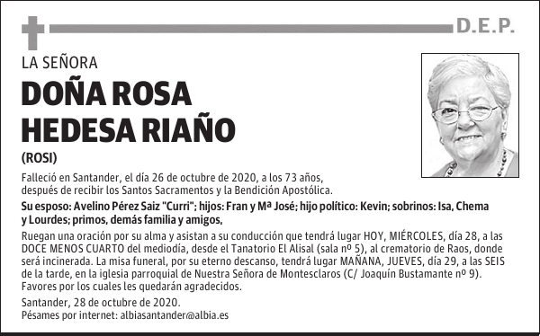 DOÑA ROSA HEDESA RIAÑO