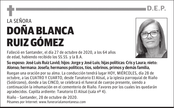 DOÑA BLANCA RUIZ GÓMEZ