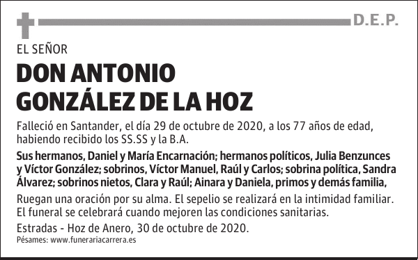 DON ANTONIO GONZÁLEZ DE LA HOZ