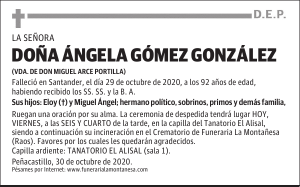 DOÑA ÁNGELA GÓMEZ GONZÁLEZ
