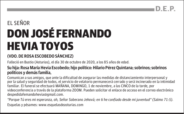 DON JOSÉ FERNANDO HEVIA TOYOS