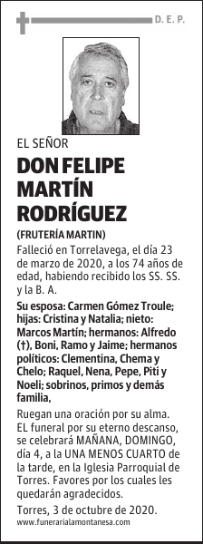 DON FELIPE MARTÍN RODRÍGUEZ