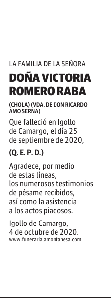DOÑA VICTORIA ROMERO RABA