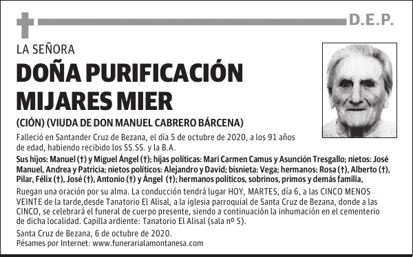 DOÑA PURIFICACIÓN MIJARES MIER