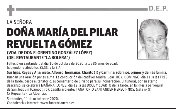 DOÑA MARÍA DEL PILAR REVUELTA GÓMEZ