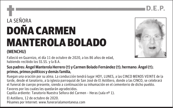 DOÑA CARMEN MANTEROLA BOLADO