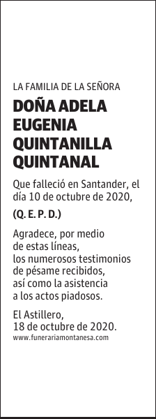 DOÑA ADELA EUGENIA QUINTANILLA QUINTANAL