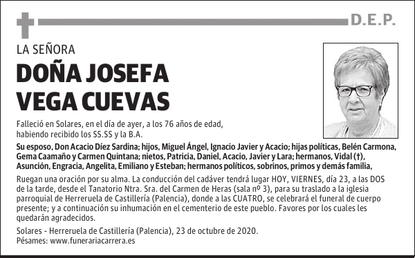 DOÑA JOSEFA VEGA CUEVAS