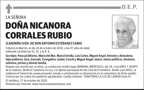 DOÑA NICANORA CORRALES RUBIO