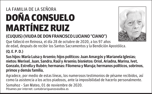 DOÑA CONSUELO MARTÍNEZ RUIZ