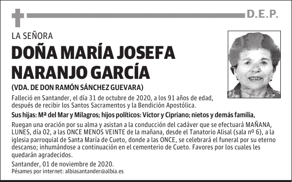 DOÑA MARÍA JOSEFA NARANJO GARCÍA