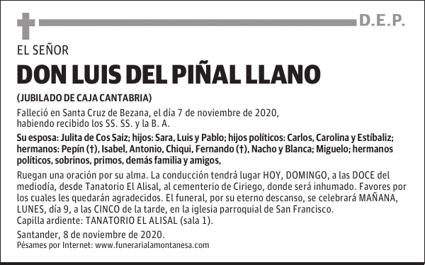 DON LUIS DEL PIÑAL LLANO