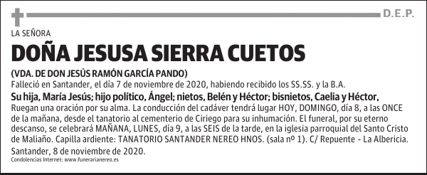 DOÑA JESUSA SIERRA CUETOS