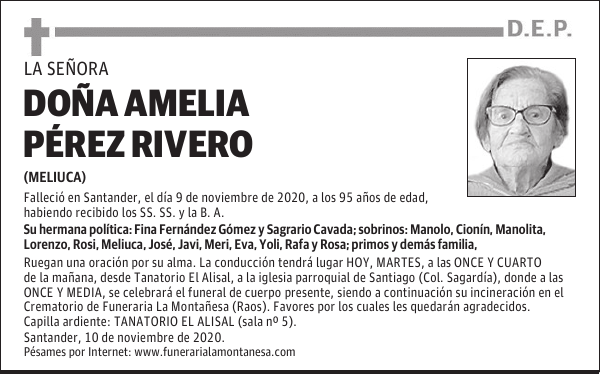 DOÑA AMELIA PÉREZ RIVERO